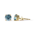 Load image into Gallery viewer, 14K Yellow Gold 1.0 Cttw Treated Aqua Blue Diamond Classic Solitaire Stud Earrings (Aqua Blue Color, I2-I3 Clarity)