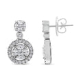 Load image into Gallery viewer, 18K White Gold 2.0 Cttw Round Shape Diamond Composite Halo Dangle Stud Earring (F-G Color, VS1-VS2 Clarity)