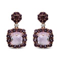 Load image into Gallery viewer, 18K Rose Gold Diamond Accent and Pink and Purple Amethyst Gemstone Halo Dangle Drop Earrings (G-H Color, SI1-SI2 Clarity)