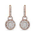 Load image into Gallery viewer, 18K Rose Gold 1 1/2 Cttw Round Shaped Diamond Composite Drop and Dangle Leverback Earrings (F-G Color, VS1-VS2 Clarity)