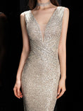 Load image into Gallery viewer, Women's Spring Royal Diamond Silver Sequined Fishtail Slim Sexy Evening Dress Dress