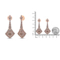 Load image into Gallery viewer, 18K Rose Gold 1 1/3 Cttw Diamond Studded Fleur De Lis Trellis Style Drop and Dangle Earring (F-G Color, VS1-VS2 Clarity)