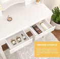 Load image into Gallery viewer, Royal vanity Table Set With 4 Drawer, Makeup Dressing Table W Cushioned Stool, Girls Women Bedroom Furniture Set Oval Mirror