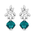 Load image into Gallery viewer, 18K White Gold 1 1/10 Cttw Diamond and 7.9 x 7.7mm Green Emerald Drop Earrings (G-H Color, SI1-SI2 Clarity)