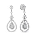 Load image into Gallery viewer, 18K White Gold 1 1/4 Cttw Round Diamond Openwork Teardrop-Shaped Dangle Earrings (F-G Color, VS1-VS2 Clarity)