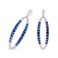 Load image into Gallery viewer, 18K White Gold 1.11 Cttw Blue Round Diamond and Blue Sapphire Openwork Oval Shaped Dangle Earrings (F-G Color, VS1-VS2 Clarity)