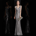 Load image into Gallery viewer, Women's Spring Royal Diamond Silver Sequined Fishtail Slim Sexy Evening Dress Dress