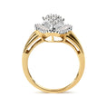 Load image into Gallery viewer, 10K Yellow Gold 1/2 Cttw Round And Baguette-cut Diamond Rhombus Head and Halo Ring (I-J Color, I1-I2 Clarity)