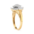Load image into Gallery viewer, 10K Yellow Gold 1/2 Cttw Round And Baguette-cut Diamond Rhombus Head and Halo Ring (I-J Color, I1-I2 Clarity)