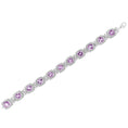 Load image into Gallery viewer, .925 Sterling Silver 7x7 mm Cushion Cut Purple Amethyst and 1/10 cttw Round Cut Diamond Square Shape Tennis Bracelet (I-J Color, I1-I2 Clarity) - 7"