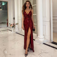 Load image into Gallery viewer, Royale Paris, Women V Neck Sequin Spaghetti Strap Maxi Dress Party Dress