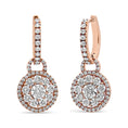 Load image into Gallery viewer, 18K Rose Gold 1 1/2 Cttw Round Shaped Diamond Composite Drop and Dangle Leverback Earrings (F-G Color, VS1-VS2 Clarity)