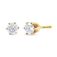 Load image into Gallery viewer, AGS Certified 2.00 Cttw Round Brilliant-Cut Diamond 14K Yellow Gold 6-Prong-Set Solitaire Stud Earrings with Screw Backs (J-K Color, I1-I2 Clarity)