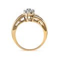 Load image into Gallery viewer, 10K Yellow Gold 1/2 Cttw Round And Baguette-cut Diamond Cluster Head and Channel Set Shank Ring (H-I Color, I1-I2 Clarity)