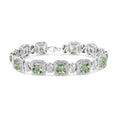 Load image into Gallery viewer, .925 Sterling Silver 7x7 mm Cushion Cut Green Amethyst and 1/10 cttw Single Cut Diamond Square Shape Tennis Bracelet (I-J Color, I1-I2 Clarity) - 7"