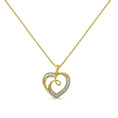 Load image into Gallery viewer, 14K Yellow Gold Plated .925 Sterling Silver Diamond Accent Ribbon & Heart 18" Pendant Necklace (H-I Color, I2-I3 Clarity)
