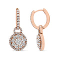 Load image into Gallery viewer, 18K Rose Gold 1 1/2 Cttw Round Shaped Diamond Composite Drop and Dangle Leverback Earrings (F-G Color, VS1-VS2 Clarity)