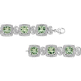 Load image into Gallery viewer, .925 Sterling Silver 7x7 mm Cushion Cut Green Amethyst and 1/10 cttw Single Cut Diamond Square Shape Tennis Bracelet (I-J Color, I1-I2 Clarity) - 7"