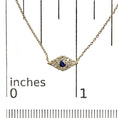 Load image into Gallery viewer, 10K Yellow Gold Blue Sapphire and Diamond Accented Evil Eye 18" Inch Pendant Necklace (H-I Color, I1-I2 Clarity)