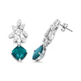 Load image into Gallery viewer, 18K White Gold 1 1/10 Cttw Diamond and 7.9 x 7.7mm Green Emerald Drop Earrings (G-H Color, SI1-SI2 Clarity)