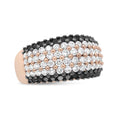 Load image into Gallery viewer, 18K Rose Gold 2 1/5 Cttw Black and White Diamond 6 Row Band Ring (F-G and Black Color, VS1-VS2 Clarity)