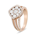 Load image into Gallery viewer, 18K Rose Gold 1 1/4 Cttw Diamond Halo Cluster Split Shank Ring Band (F-G Color, VS1-VS2 Clarity)