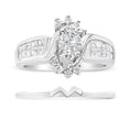 Load image into Gallery viewer, 14K White Gold 1 1/2 Cttw Composite Diamond Marquise Shape Solitaire Diamond Engagement Ring Set for Women (H-I Color, SI1-SI2 Clarity)