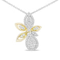 Load image into Gallery viewer, 14K White and Yellow Gold 5/8 Cttw Round Diamond Marquise Floral Style 18" Pendant Necklace (H-I Color, I1-I2 Clarity)