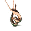 Load image into Gallery viewer, 18K Rose Gold Round Green Tsavorite Gemstone Cluster Spiral Snake Design 18" Pendant Necklace (AAA+ Quality)