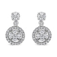 Load image into Gallery viewer, 18K White Gold 2.0 Cttw Round Shape Diamond Composite Halo Dangle Stud Earring (F-G Color, VS1-VS2 Clarity)