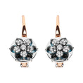 Load image into Gallery viewer, 18K Rose and White Gold 1/3 Cttw Round Diamonds and Round London Blue Topaz Gemstone Cluster Floral Drop Hoop Earrings (G-H Color, SI1-SI2 Clarity)