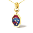 Load image into Gallery viewer, 18K Yellow Gold Diamond Gemini Constellation with Red and Blue Enamel 18" Inch Pendant Necklace (H-I Color, SI2-I1 Clarity)
