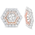 Load image into Gallery viewer, 14K Rose and White Gold 1 7/8 Cttw Round Diamond Double Halo Earring Jacket for 6mm Round Studs (G-H Color, VS2-SI1 Clarity)