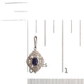 Load image into Gallery viewer, .925 Sterling Silver 6x4 MM Oval Blue Sapphire and White Diamond Accent Art Deco Style Shield Dangle Earring (I-J Color, I3 Clarity)