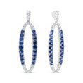 Load image into Gallery viewer, 18K White Gold 1.11 Cttw Blue Round Diamond and Blue Sapphire Openwork Oval Shaped Dangle Earrings (F-G Color, VS1-VS2 Clarity)