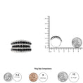 Load image into Gallery viewer, .925 Sterling Silver 1 3/4 Cttw Treated Black and White Alternating Diamond Multi Row Band Ring (Black / I-J Color, I2-I3 Clarity)