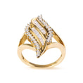 Load image into Gallery viewer, 10K Yellow Gold 1/2 Cttw Round and Baguette Cut Diamond Cocktail Ring (H-I Color, I1-I2 Clarity)