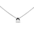 Load image into Gallery viewer, 18K White Gold Diamond Accent and 1mm Round Blue Sapphire Gemstone Halo Teardrop Pendant Necklace (G-H Color, SI1-SI2 Clarity) - Adjustable up to 15.5" - 17"