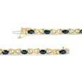 Load image into Gallery viewer, 14K Yellow Gold 1 1/4 Cttw Round Diamond and 6x4mm Blue Sapphire "X" Link Bracelet (I-J Color, I1-I2 Clarity)- Size 7"