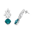 Load image into Gallery viewer, 18K White Gold 1 1/10 Cttw Diamond and 7.9 x 7.7mm Green Emerald Drop Earrings (G-H Color, SI1-SI2 Clarity)