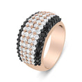 Load image into Gallery viewer, 18K Rose Gold 2 1/5 Cttw Black and White Diamond 6 Row Band Ring (F-G and Black Color, VS1-VS2 Clarity)