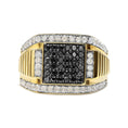 Load image into Gallery viewer, Men's 10K Yellow Gold 1 1/2 Cttw White and Black Treated Diamond Cluster Ring (Black / I-J Color, I2-I3 Clarity)