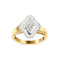 Load image into Gallery viewer, 10K Yellow Gold 1/2 Cttw Round And Baguette-cut Diamond Rhombus Head and Halo Ring (I-J Color, I1-I2 Clarity)