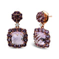 Load image into Gallery viewer, 18K Rose Gold Diamond Accent and Pink and Purple Amethyst Gemstone Halo Dangle Drop Earrings (G-H Color, SI1-SI2 Clarity)