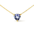 Load image into Gallery viewer, 14k Yellow Gold 3-Prong Martini Set Blue Tanzanite Trillion Solitaire 18" Pendant Necklace
