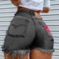 Load image into Gallery viewer, Pink Lip Fashion Ripped Denim Shorts
