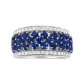 Load image into Gallery viewer, 18K White Gold 3/8 Cttw Diamond and 2x2mm Princess Cut Blue Sapphire Fashion Band Ring (F-G Color, VS1-VS2 Clarity)
