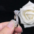 Load image into Gallery viewer, 18k white gold six-claw diamond ring Korean style couple engagement ring
