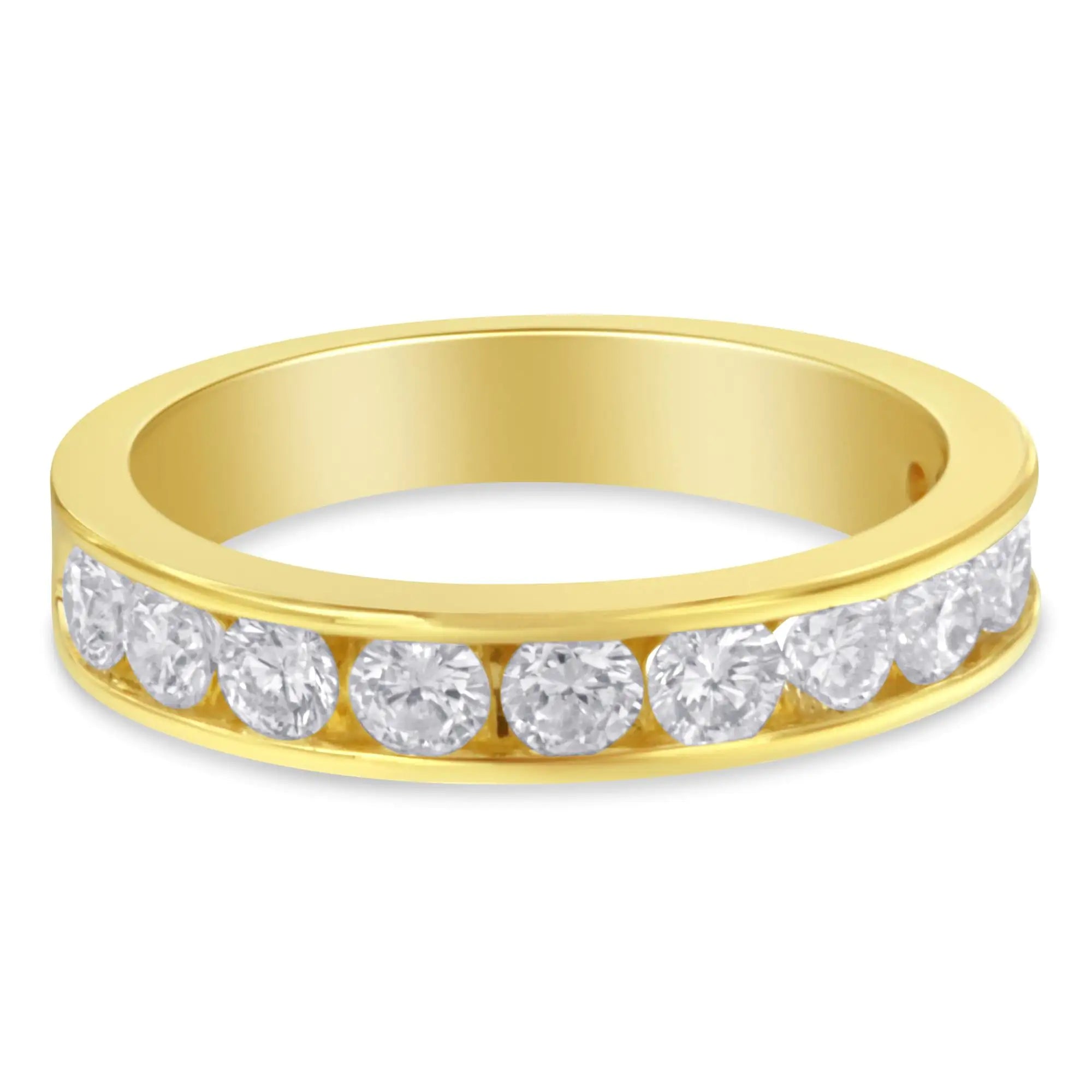 18K Yellow Gold Round Cut Diamond Band Ring (1 Cttw, H-I Color, SI2-I1 Clarity)