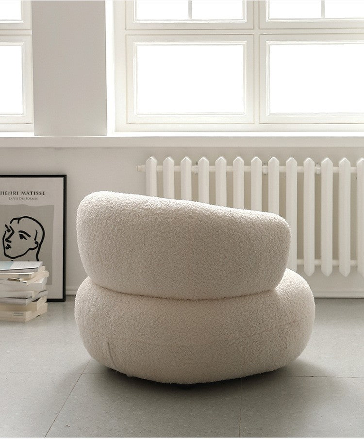 Minimalist Creative Casual White Lambswool Lazy Small Apartment Single Sofa Chair